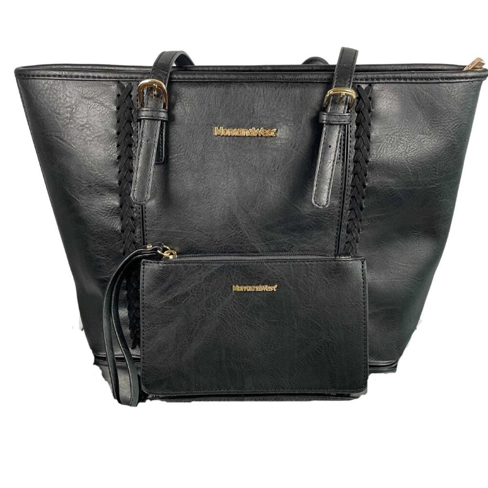 Montana West 3-piece Crossbody-Tote-Wallet in Black
